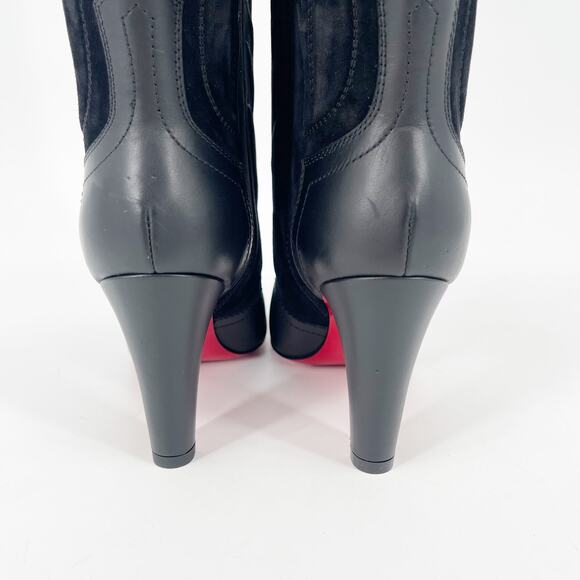 Christian Louboutin Black Leather Suede Santia Botta 85 Knee High Boot EU 36.5 - Picture 9 of 13